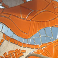 mosaic orange flower table
