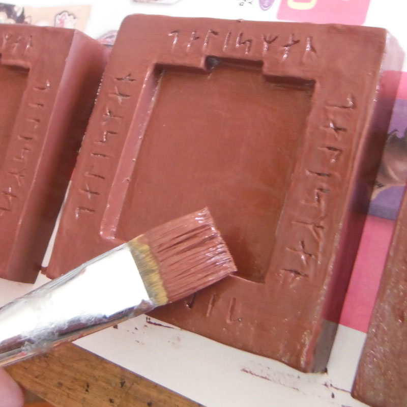 umber acrylic painted resin block