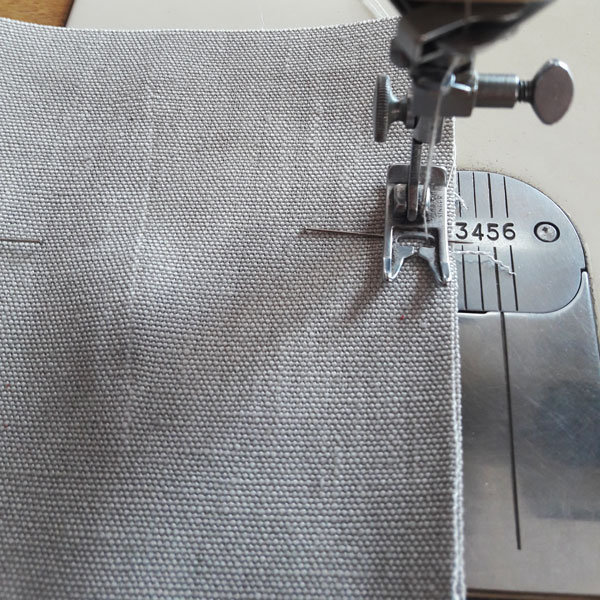 starting to sew draw string bag
