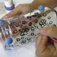 paint using brush and glass paint