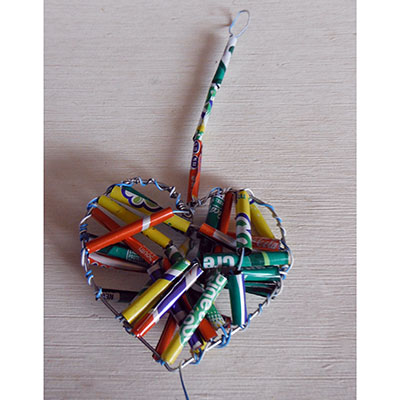 completed tin can and wire keyring
