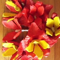 upcycled egg box flowers