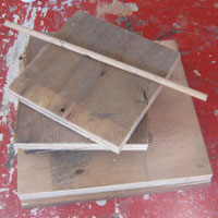 wood and wooden dowel stick