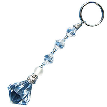 blue and white beaded keyring