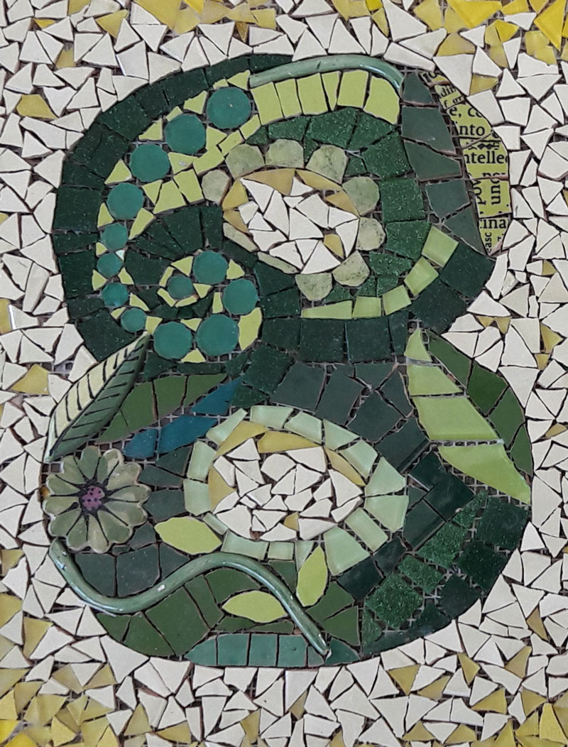 green shades mosaic house number
