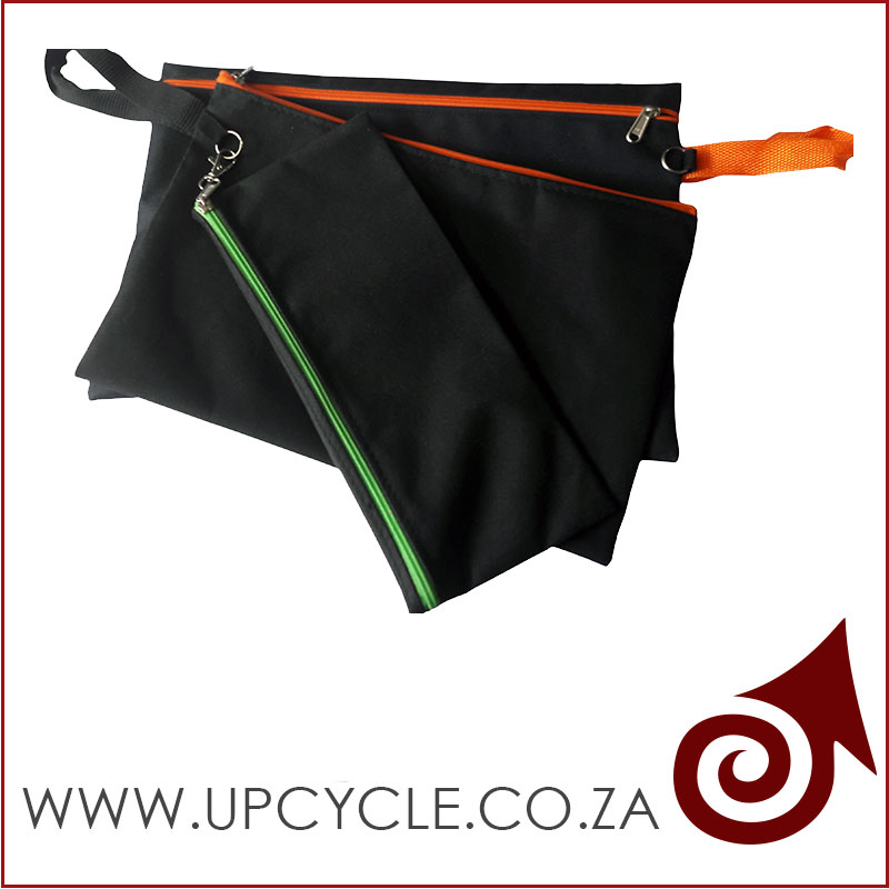 Orange and stripped billboard banner pencil bag