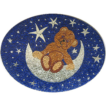 mosaic teddy bear on the moon