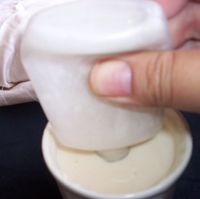 fill bottle with flour mixture