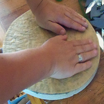 pressing into cement