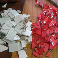 red white nipped mosaic tiles