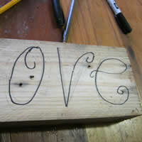 marker pen on timber wood