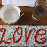 mosaic timber love block grout preparation