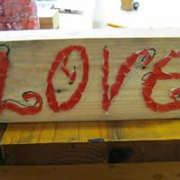 mosaic love wood block