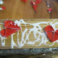 top of timber mosaic love block