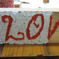 wooden mosaic love block
