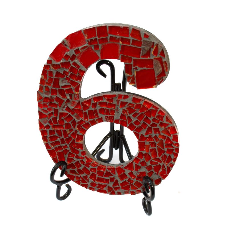 Board mounted traditional mosaic house number