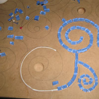 blue swirl mosaic tile