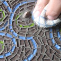 wipe mosaic with dry cloth