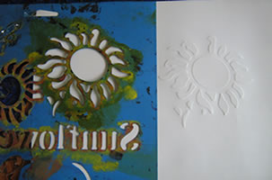 stencil and embossed design