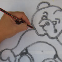 trace teddy on the moon picture onto mosaic board