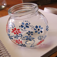 recycled glass jar painted